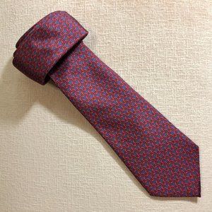 Red & Blue‎ Geometric Silk Necktie Fina Petroliana Men's Fashion Dress Accessory